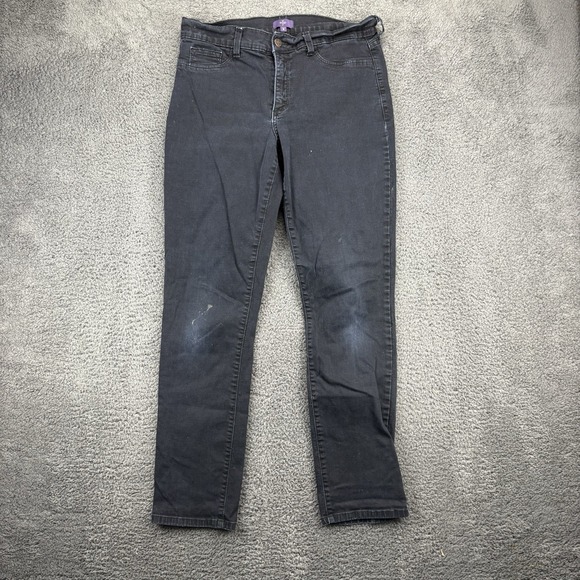 NYDJ Jeans Women 8‎ (31x29) Lift Tuck Black Stretch Denim Made In USA - Picture 1 of 15